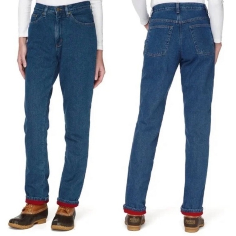 L.L.Bean Super High Waist Relaxed Fleece-Lined Mom Jean | Size 4R
